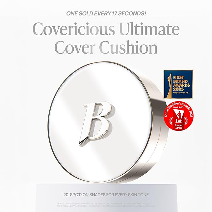 BANILA CO Covericious Ultimate Cover Cushion | Up to 100HR Long-Wear Foundation | 20 Shades for All Skin Tones | Matte & Lightweight Finish | Korean Cushion Foundation (14g / 0.49 oz), 26W CINNAMON