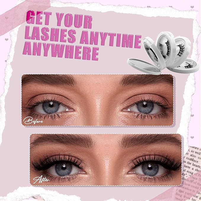 FADLASH Magnetic Eyelashes with Applicator Reusable Magnetic Lashes Natural Look No Glue Needed Wispy Lash Extensions Easy to Wear and Remove 4 Pairs (S02)