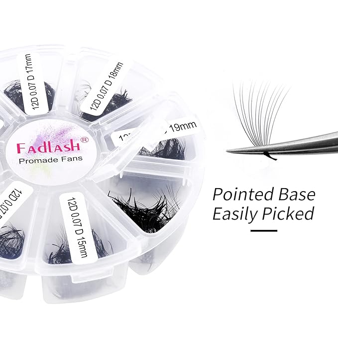 Eyelash Extension 1000pcs Mix Premade Fans Eyelash Extensions D Curl Promades Eyelash Volume Lash Extensions Loose Fans Pre Made Volume Lashes Pointed Base (12D-0.07D, 15-20mm)