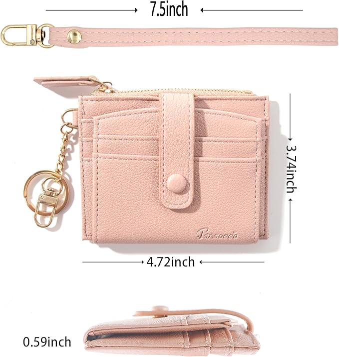 Keychain Wallet Wristlet Small Credit Card Holder Bracelet Key Chain Purse Bangle Tassel Beads Key Rings for Women