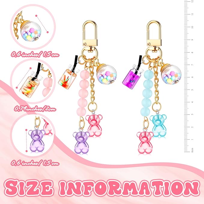 Ecally Cute Resin Bear Keychain Macaron Bear Keychains Candy Pendant Jewelry Gift Bag Key Ring Accessories for Girl Women