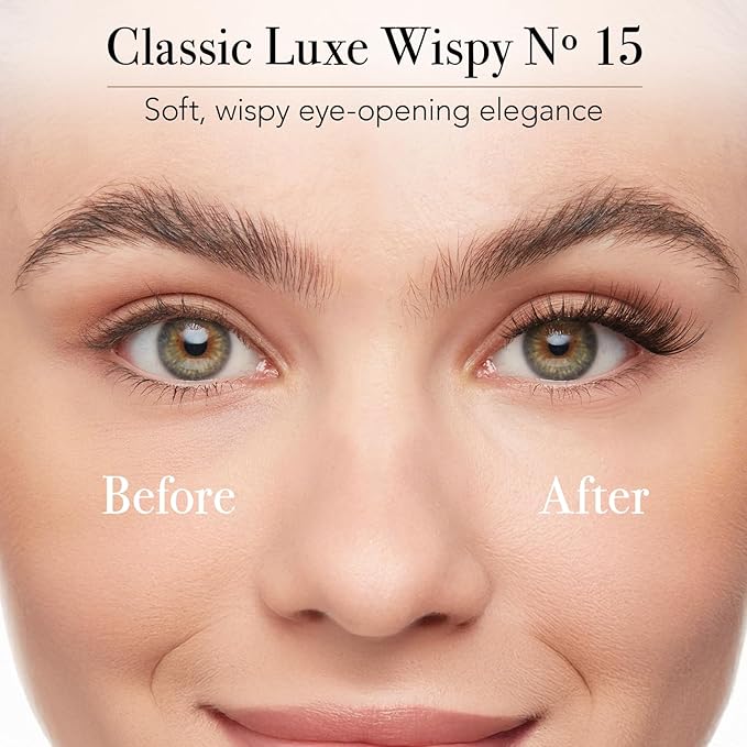 Pro Lash Starter Kit | Professionally Styled Lashes at Home | Waterproof | Lasts up to 10 Days with ProLock Adhesive System | 3 Sets of Lashes (Classic Luxe Wispy No.15)