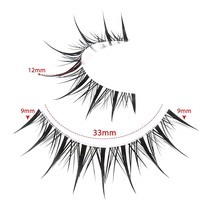 outopen 10 Pairs Manga Lashes with Clear Band Japanese Anime Cosplay Eyelashes Asian False Eyelashes Natural Look Like Individual Clusters(Anime Lashes 9-12MM)