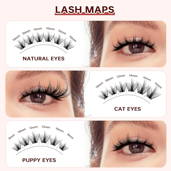 JOLIETIFY Lash Extension Kit, Manga Style Faux Mink 8–16mm Cluster Lashes, Lightweight Spiky Look, Soft & Fluffy, Waterproof Bond & Seal, Reusable Individual Lashes with Tweezers & Remover,DIY at Home