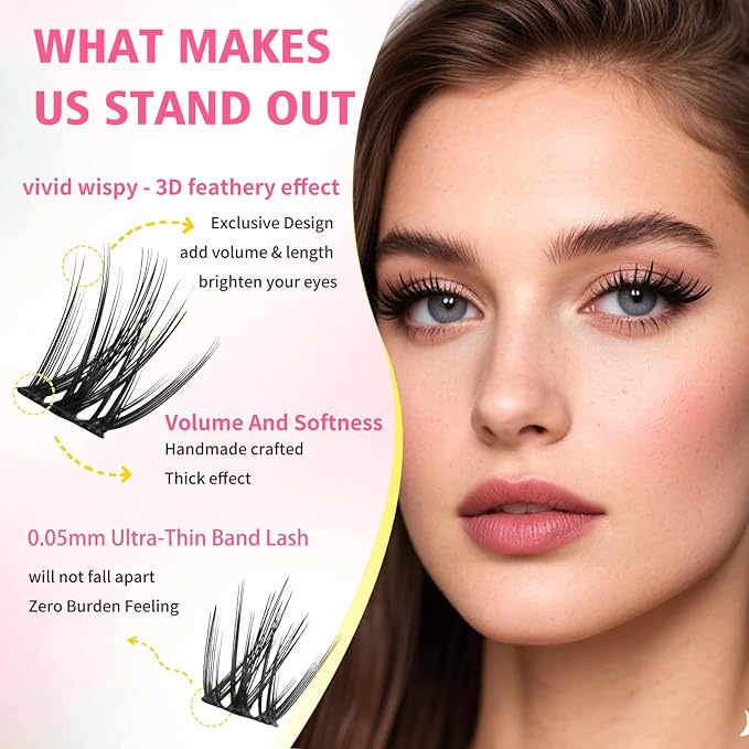 Gyinsoo 120Pcs DIY Lash Extension Kit D Curl 8-18mm Mix "Feral" Style Anime Manga Lashes with Pink Bond and Seal, Remover & Tweezers - Spiky Wispy Individual Lashes