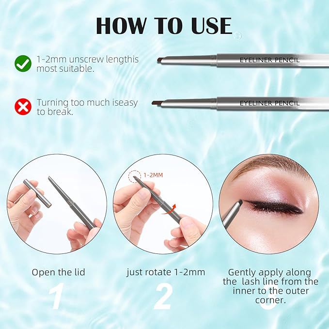 4 Pcs Cream Eyeliner Pencils Set, Waterproof Matte Eyeliner Pens, Smooth and Long-Lasting Gel Cream Eye Liner Pencils kit Makeup for Women, Black & Brown & Burgundy & Light Brown