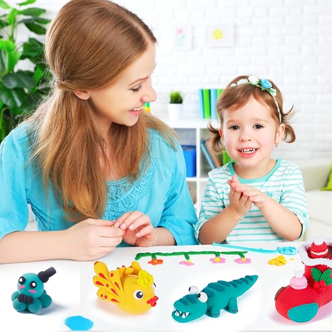 EDIFON Magic Modeling Clay, 24 Colors with Sculpting Tools, Non-Toxic Self Drying Soft Clay for Kids and Adults, Gift for Boys and Girls