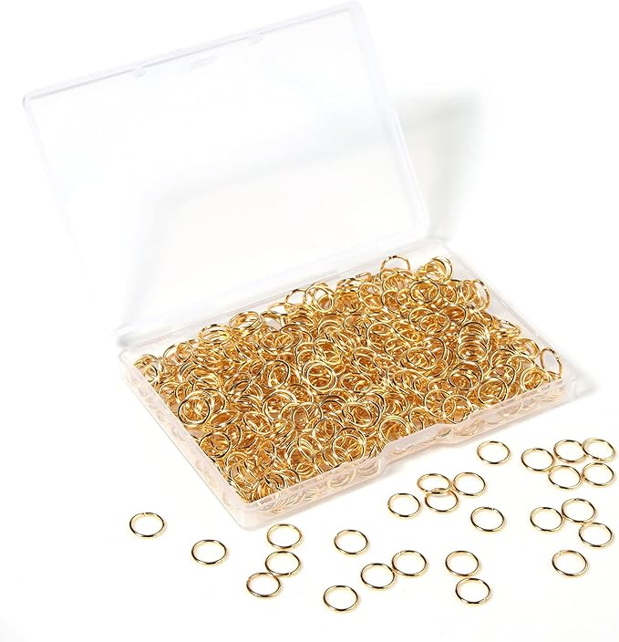 1000 Pcs 6mm Open Jump Rings Gold Plated Jump Rings for Jewelry Making Single Ring Bulk for DIY Craft Earring Necklace Bracelet Pendant Choker Jewelry Making Findings and Key Ring Chain (Gold, 6mm)