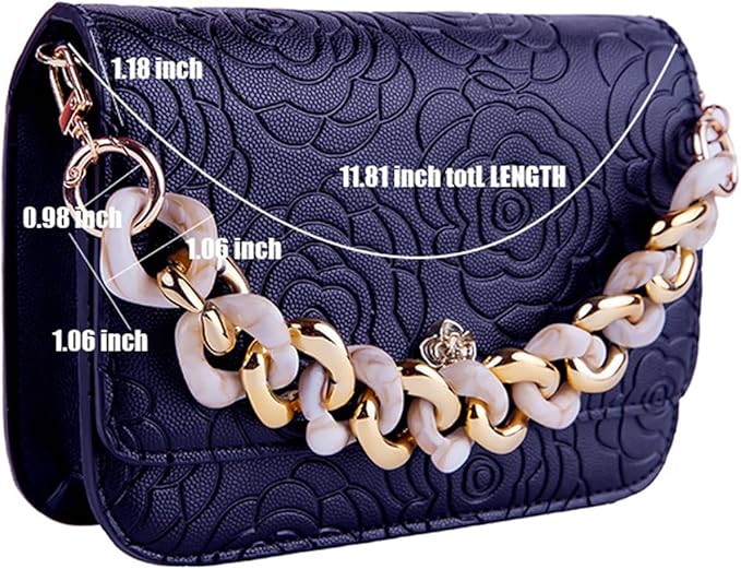 Acrylic Resin Chain Purse Strap 11.8IN Chunky Purse Transparent Chainn DIY Acrylic Bag Chain (Black Red)