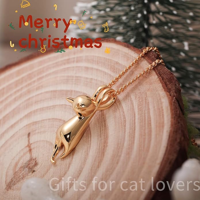 S.Leaf 925 Sterling Silver Cat Necklace Jewelry for Women Trendy Dainty Charm Pendant Necklaces Best Friend Birthday Gifts for Her Sister Mom Wife Womens