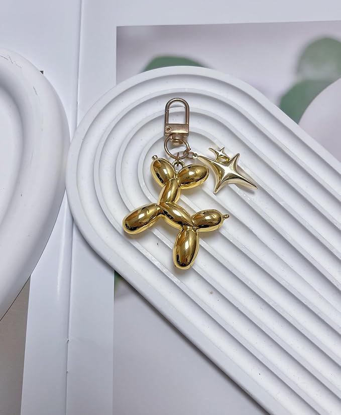 LAEKOU Cute Star Balloon Dog Keychain, Y2K Bag Charms Keychains Accessories for Women, Aesthetic Key Chain