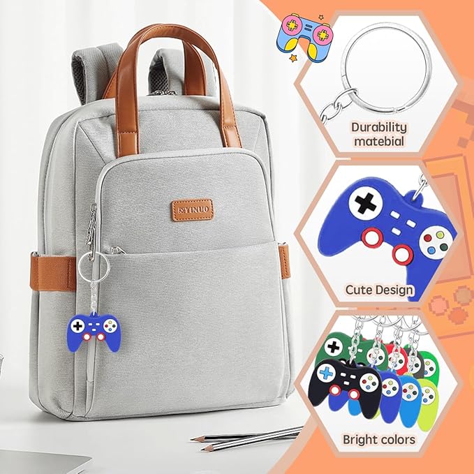24PCS Video Game Party Favors, Mini Game Controller Keychains, Goodie Bags Keychain, Game Controller Theme Gift for Child Birthday Party, 8 Colors (24pcs)