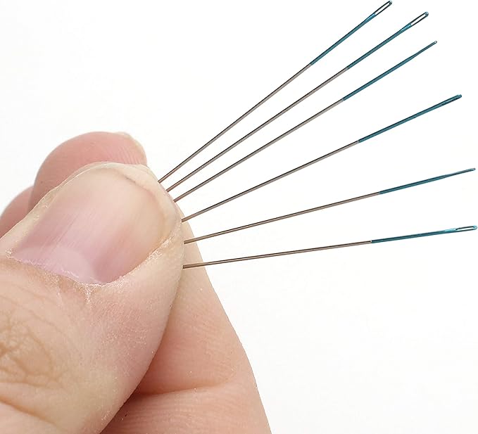 The Beadsmith ColorEYES Beading Needles, Size 11, 1 Card (6 Needles), Blue Colored Tip for Easy Identification of Size, Use for Loom Weaving Bead Work, Off-Loom Stitch & Jewelry Making w/Seed Beads