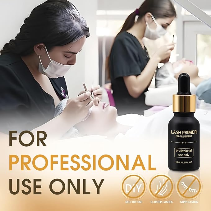 Miuffue Lash Primer for Eyelash Extensions, Pre-Treatment for Eyelash Extensions, Remove Oils & Proteins, Increase Adhesive Bonding Power Retention, Professional Use,0.5fl. oz (15ml)