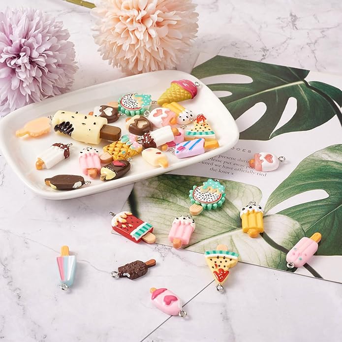 Craftdady Resin Plastic Miniature Food Snack Pendants Charms Ice Drink Juice Pendants Cute Bottle Fruit Keychain Charms Hang Ornament for DIY Craft Earring Bracelet Necklace Jewelry Making