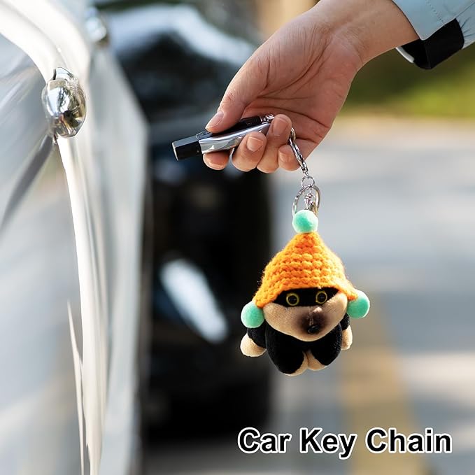 YOU WIZV Cute Dog Plush Keychain for Women - Kawaii Stuffed Animal Charm for Purse, Backpack & Bag Accessories