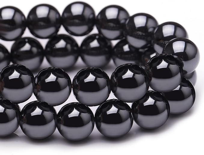 Natural Stone Beads for Jewelry Making,8mm Hematite Polished Smooth Round Gemstone Beads for Bracelet Necklace 15 Inch