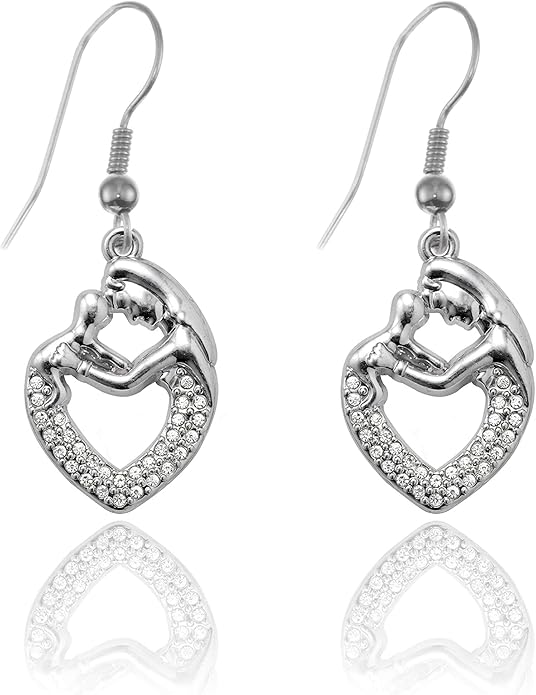 Inspired Silver - Silver Customized Charm French Hook Drop Earrings with Cubic Zirconia Jewelry