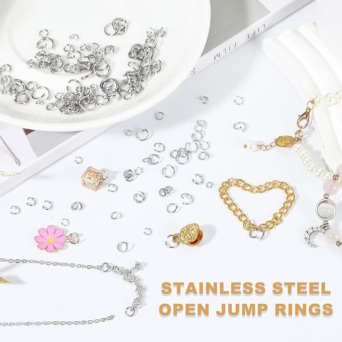 uxcell 120pcs Open Jump Rings, 6mm Stainless Steel Split O Rings 1.2mm Thick Connector Ring for Bracelet Necklace Pendant Jewelry Keychain DIY Craft Making, Silver