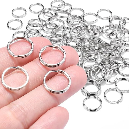 100 PCS 5/8" Small Split Ring for Keychains, Double Loops Round Split Jump Rings Jewelry Making Metal Small Key Rings for Pet Collar Tag Luggage Tags DIY Craft Accessories