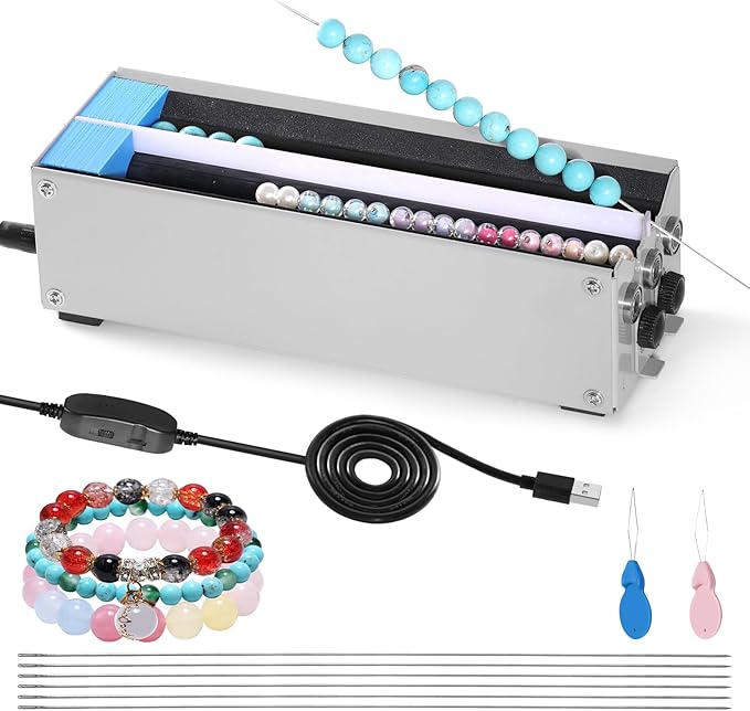 Karsspor Electric Bead Spinner, 2 Channels for Jewelry Design and Beading, Bead Spinner for Jewelry Making, Beads String Machine for Bracelets Necklace Making, Suitable for All Kinds of Beads