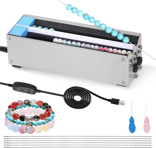 Karsspor Electric Bead Spinner, 2 Channels for Jewelry Design and Beading, Bead Spinner for Jewelry Making, Beads String Machine for Bracelets Necklace Making, Suitable for All Kinds of Beads