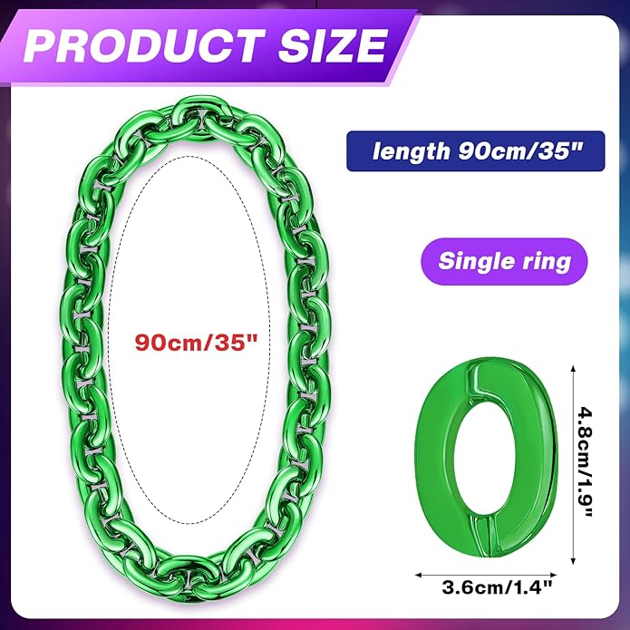 Remuuly Plastic Chain Necklace Chunky Big Fake Necklace Hip Hop Rapper Giant Turnover Chain Costume for Halloween
