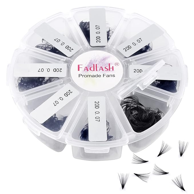 Lash Extension 20D 1000 Mixed Premade Fans Eyelash Extensions D Curl Promades Eyelash Volume Lash Extensions Loose Fans Pre Made Volume Lashes Pointed Base (20D-0.07D, 9-16mm)