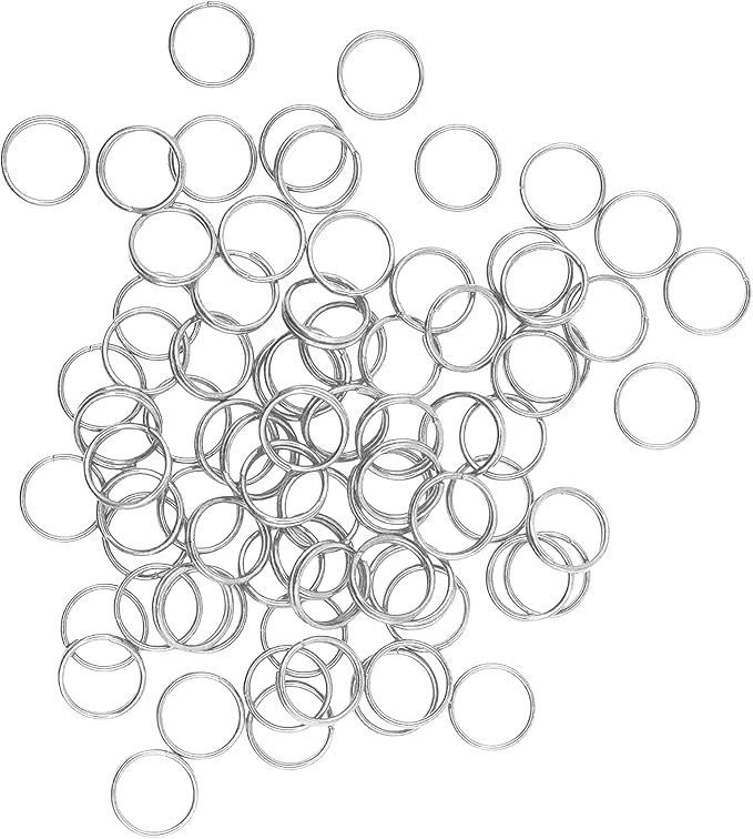 Mandala Crafts 14mm Silver Colored Double Jump Rings for Jewelry Making - 300 Pcs Small Split Key Rings Set for Crafts, DIY Keychains, and Accessories