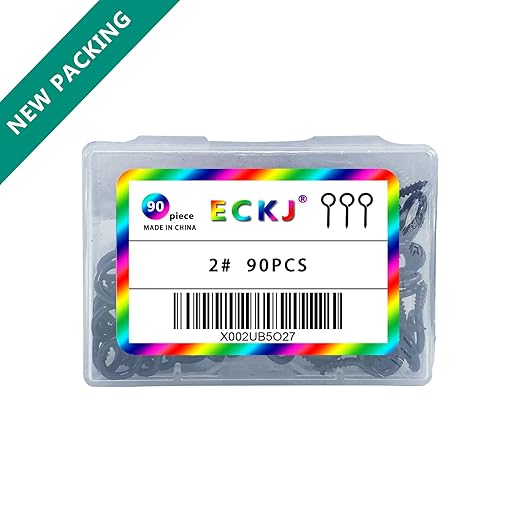 Small Metal Eye Hooks - 90 Pieces, Black Zinc Plated, Cup Hooks, Self Tapping Screws, 0.79 Inch
