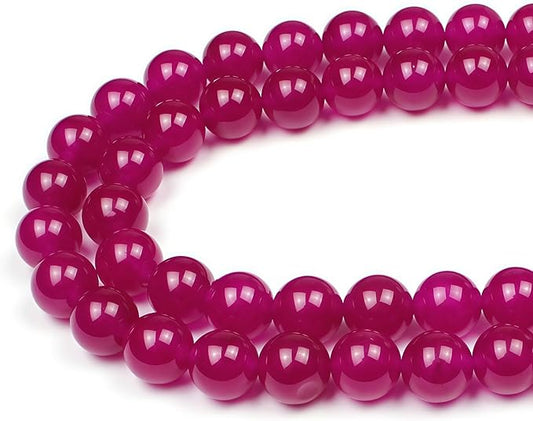 MJDCB Natural Rose Red Jade Round Loose Beads for Jewelry Making DIY Bracelet Necklac (8mm)