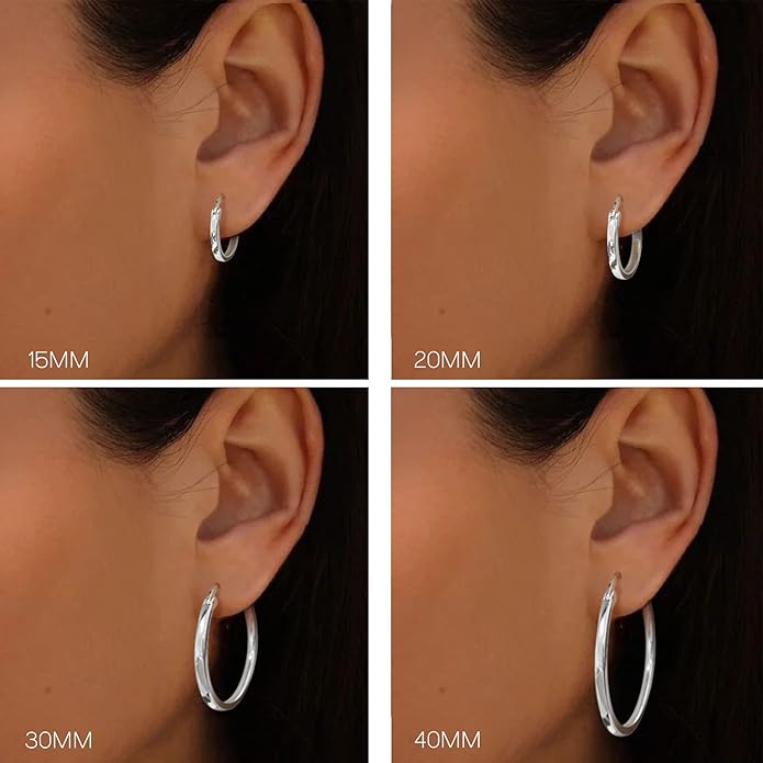 Hayoso 18K Gold Plated Hoop Earrings - 925 Sterling Silver Hoop Earrings Womens Hypoallergenic Hoops | Square Tube Hoop Earrings for Women 15mm/20mm/30mm/40mm