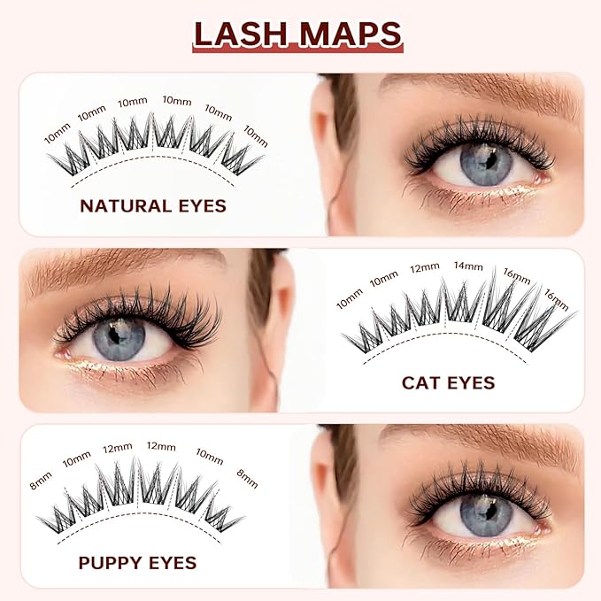 JOLIETIFY Lash Extension Kit, Natural Style, Soft Faux Mink 8-16mm Cluster Lashes, Barely-There Look, Reusable Individual Lashes, Waterproof Bond & Seal, Eyelash Tweezers & Remover, Easy DIY at Home