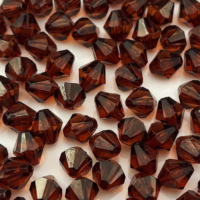 1000pcs 6mm Acrylic Bicone Beads Faceted Acrylic Crystal Spacer Beads for Bracelet Necklace Earring Keychain Jewelry Making Crafts(Dark Coffee)