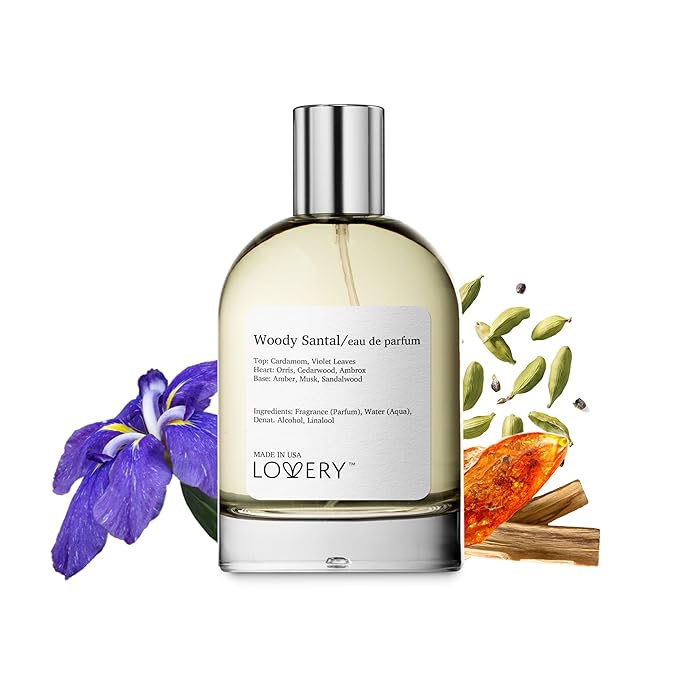 LOVERY Woody Santal Eau de Parfum, Inspired by Fragrance S.antal 33. Long Lasting Perfume for Women & Men, Vegan, Unisex Perfume Spray 100ml EDP Perfumes for Women - Made in USA