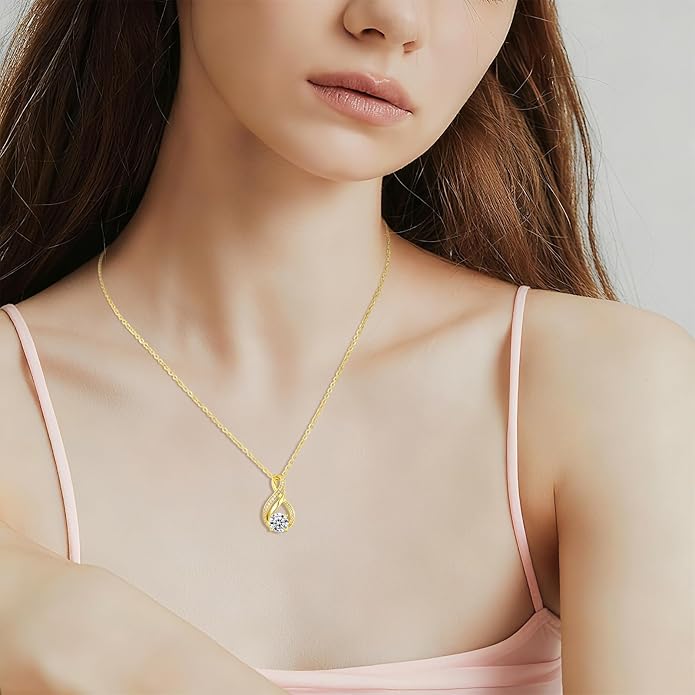 KRZ Moissanite Necklace Gifts for Her, Anniversary Birthday Christmas Valentines Mothers Day Present Ideas for Mom Wife Girlfriend, Jewelry for Women