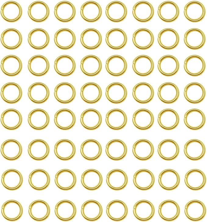 200 pcs Gold Plated Stainless Steel Split Rings Jump Rings Connector Rings for Jewelry Making Necklaces Bracelet Earrings Keychain DIY Craft (13299-Gold, 6mm)