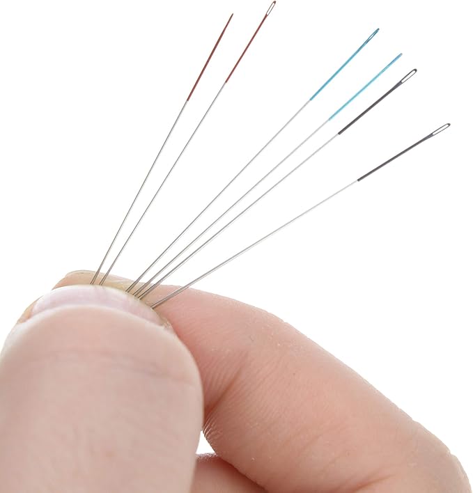 The Beadsmith ColorEYES Beading Needles, 6pc Assortment, 2 ea - Size 10,11 & 12, Colored Tips for Easy Identification, Use for Loom Weaving Bead Work, Off-Loom Stitch & Jewelry Making w/Seed Beads