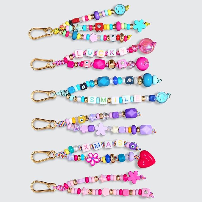RepaTime Beaded Bag Charm Kit丨Keychain Making Kit丨Beads Bag charms丨DIY Customizable Key Chain Supplies Crafts Accessoriess丨Christmas Gifts，Party，Family Activity for All Ages