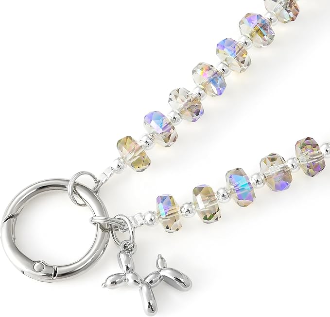 Crystal Phone Wrist Strap Phone Charm Chain Keychain Beaded Cellphone Lanyard with Tether Tab Hands-Free Wristlet Bracelet Wrist Grip Strap for Women, W-Light Purple