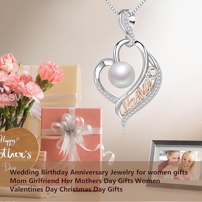 LEIDANY Mothers Day Gifts for Mom -Grandma Mom from Daughter Son, Gifts for Wife Nana Mother Birthday-Christmas Day for Women Her Jewelry Gift, Pearl Necklaces