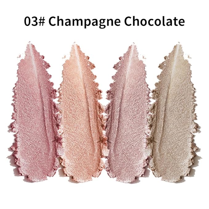 Nude Eyeshadow Palette 4 Colors, Champagne chocolate Matte & Shimmer Neutral Shades, Highly Pigmented Blendable Long-Lasting Powder, Smooth No-Fallout Daily Eye Makeup Palette and Natural Looks-B03#
