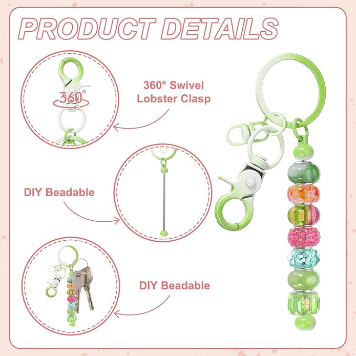 uxcell Beadable Keychain, Keychain Making Supplies, Blank Bead Metal Chain Bars for DIY Crafts Jewelry Making Gift