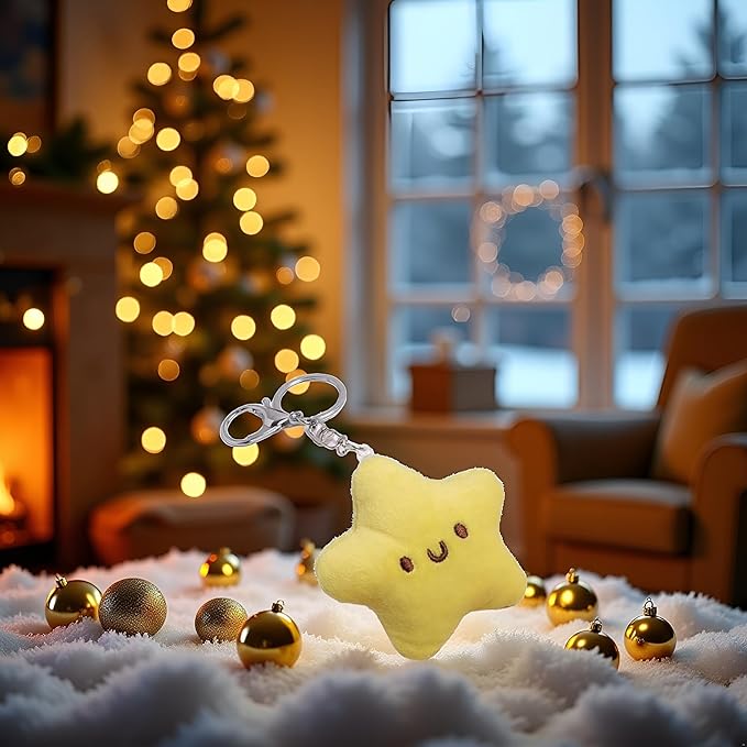 1Pc Yellow Plush Star Car Keychain Backpack Accessories Doll Pendant Heart Healing in Addition to Serving as a Keychain Women's Keyrings and Keychains Car Accessories