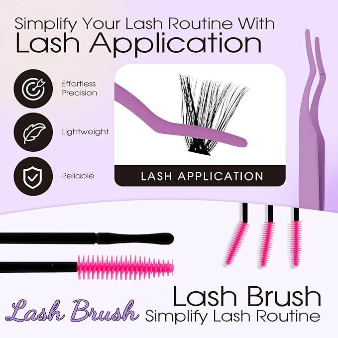Lash Clusters Kit for Using at Home: Ultra-light, DIY, Natural, Fluffy, Wispy, Waterproof, Anime, Manga, Cat Eye, C Curl, 16-20mm, 60P+80P, Wendy, RT318