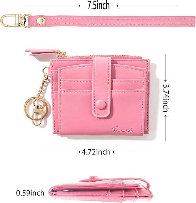Keychain Wallet Wristlet Small Credit Card Holder Bracelet Key Chain Purse Bangle Tassel Beads Key Rings for Women