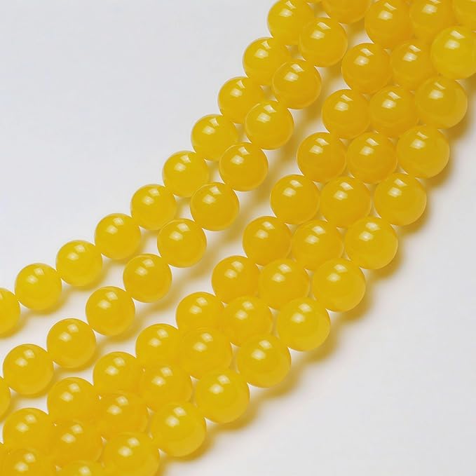 MJDCB Natural Yellow Jade Round Loose Beads for Jewelry Making DIY Bracelet Necklace(4mm)