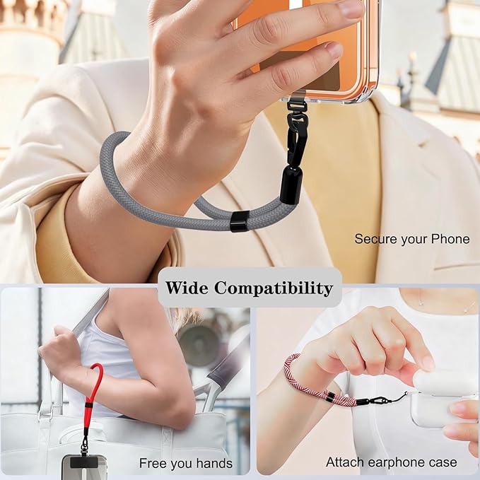 Phone Lanyard, 2 Pack Adjustable Cell Phone Lanyard Hand Phone Wrist Strap with Tether Tabs for Smartphones