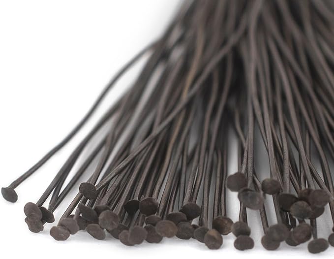 The Bead Chest Antiqued Brass 21 Gauge 3 Inch Head Pins (Approx 100 Pieces)