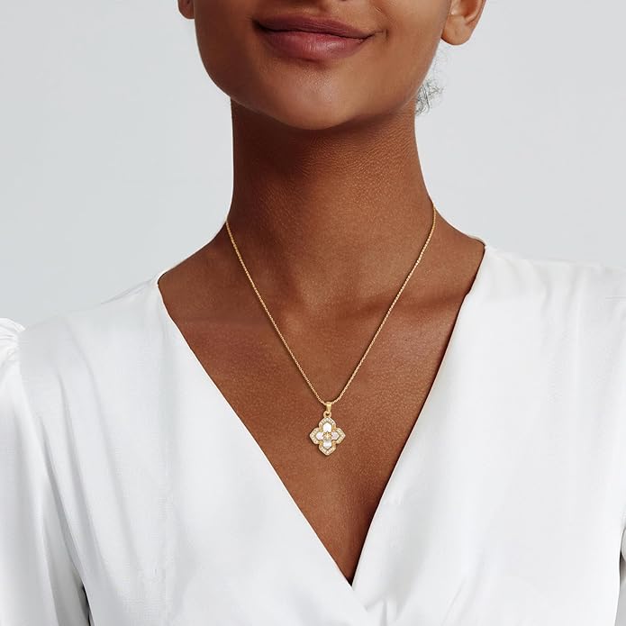 Luxval Diamond Pendant Gold Necklace for Women，Dainty 18k Gold Plated Choker Necklaces Simple Gold Jewelry Gifts for Women Girls